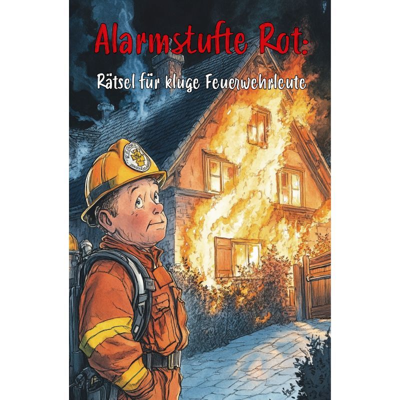 Feuerwehrmann vor brennndem Haus