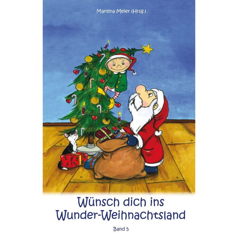 Nikolaus mit Elfe in Weihnachtsbaum