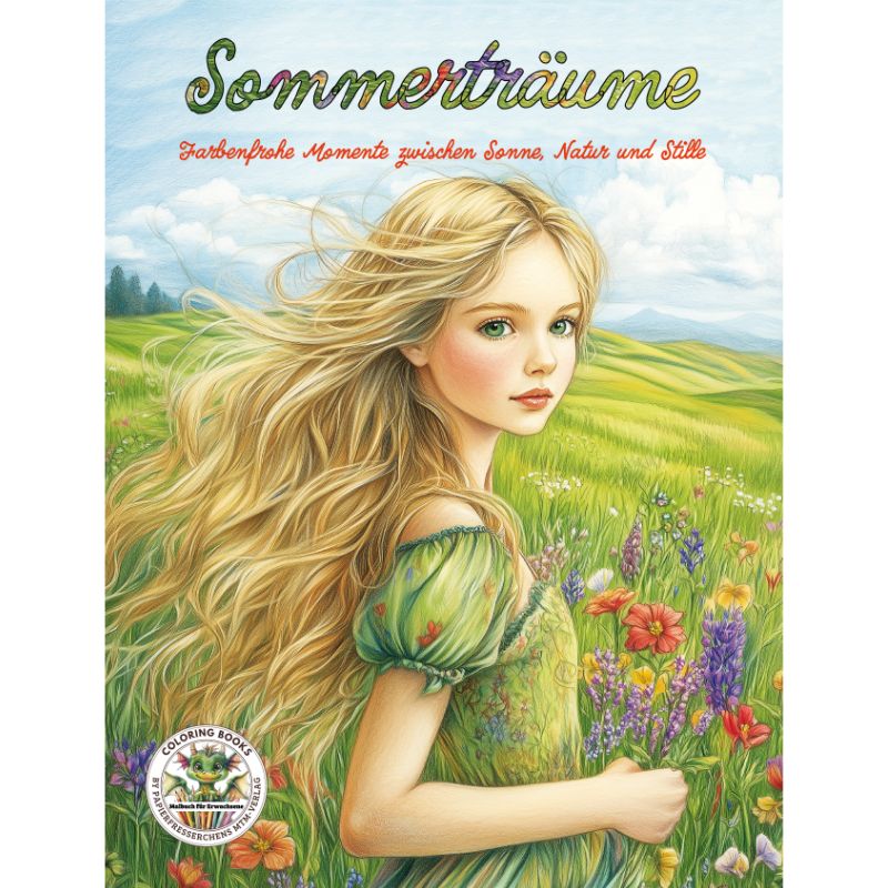 Mädchen im Sommerblumenfeld