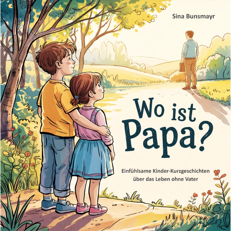 Kinder schauen ihrem Vater hinterher
