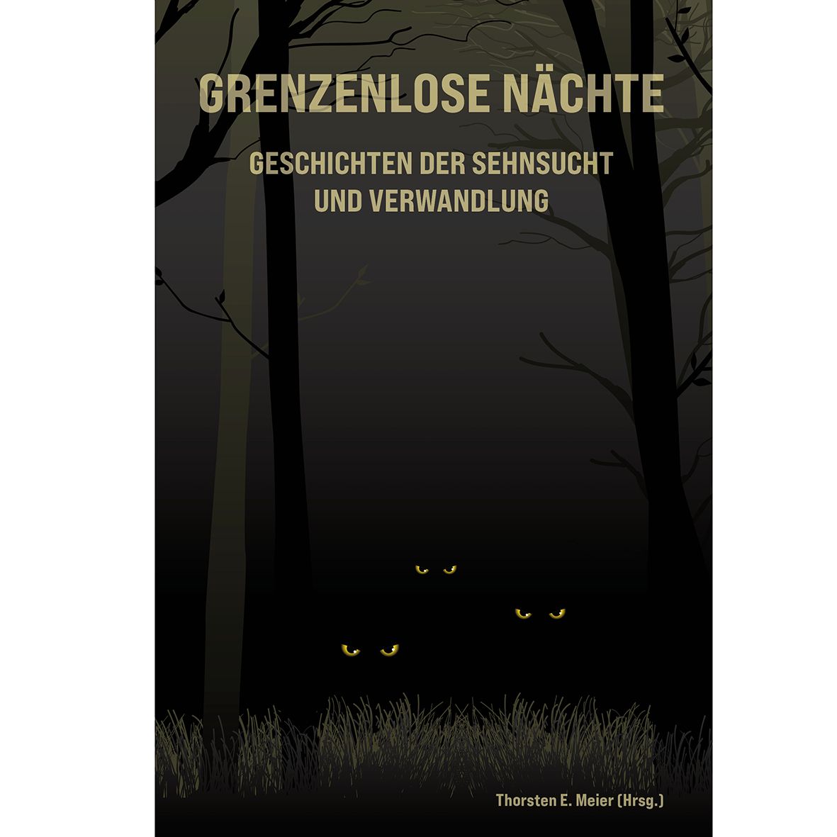 Leuchtende Katzenaugen in einem dunklen Wald