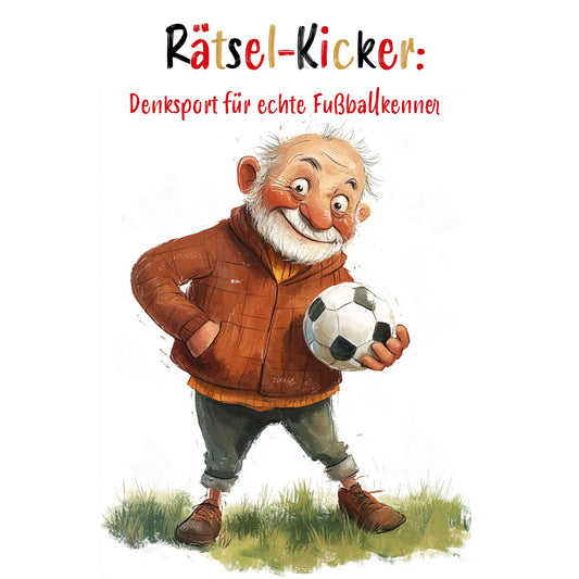 älterer Fußballfan mit Fußball