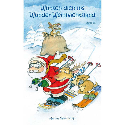 Nikolaus und Rentier aus Skiern