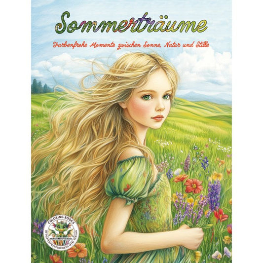Mädchen im Sommerblumenfeld