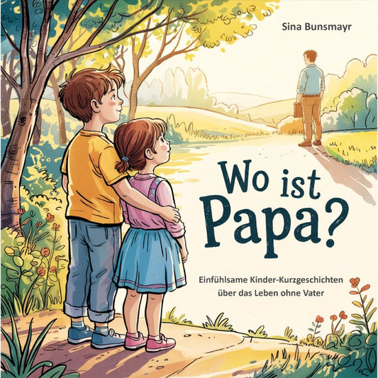 Kinder schauen ihrem Vater hinterher