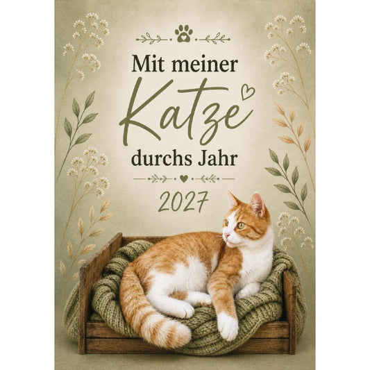 Mit meiner Katze durchs Jahr 2027 - s-w Katzenkalender
