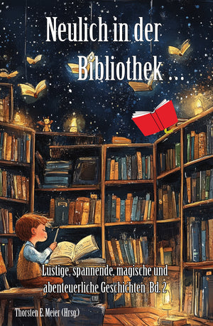 Junge in Bibliothek