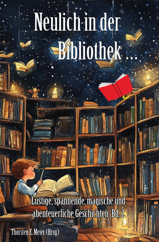 Junge in Bibliothek