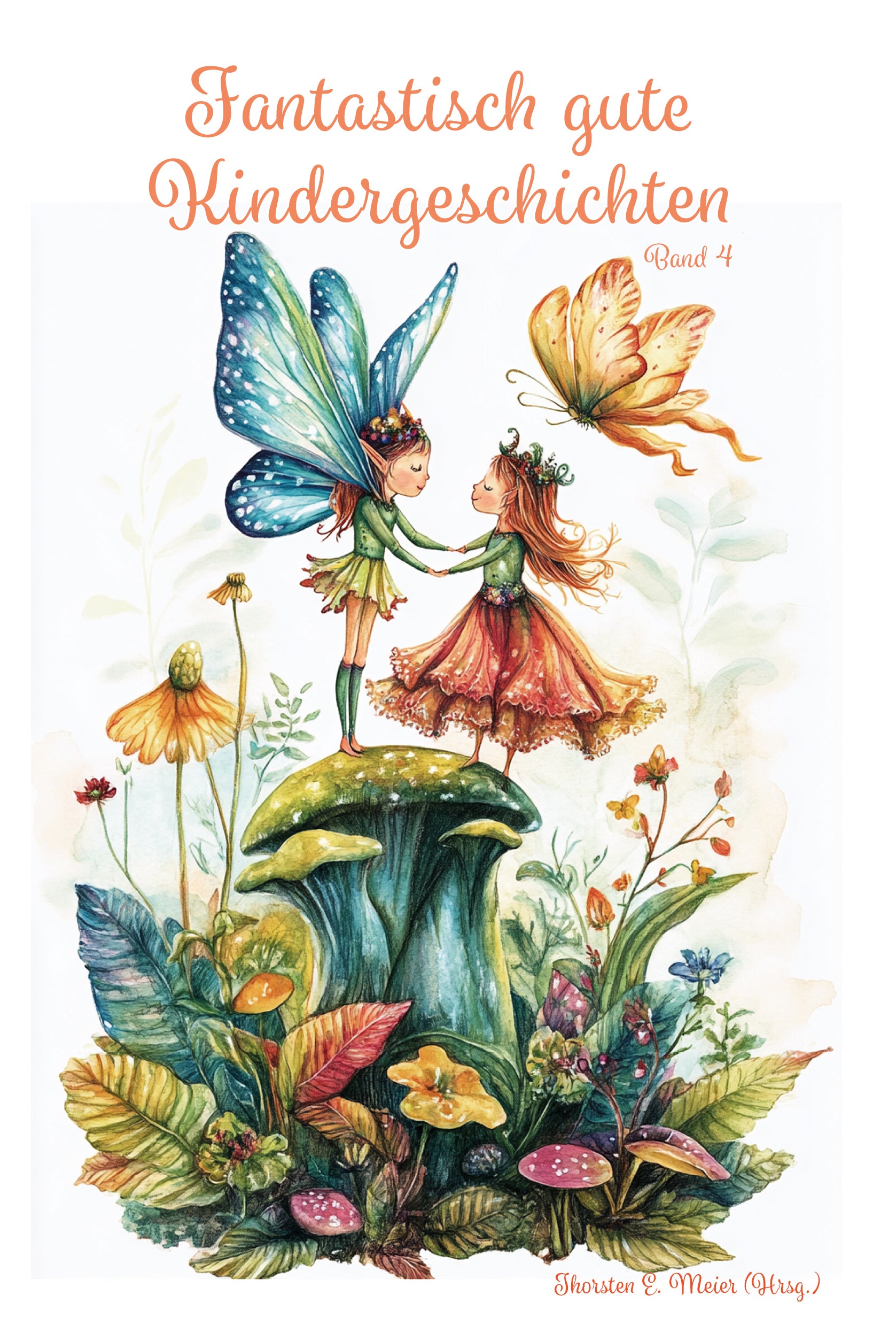 Elfe und Schmetterling auf Blüte