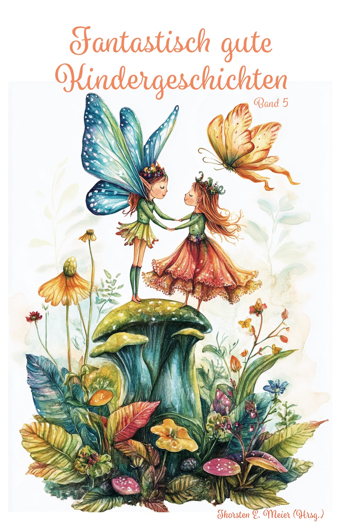 Elfe und Schmetterling auf Blüte