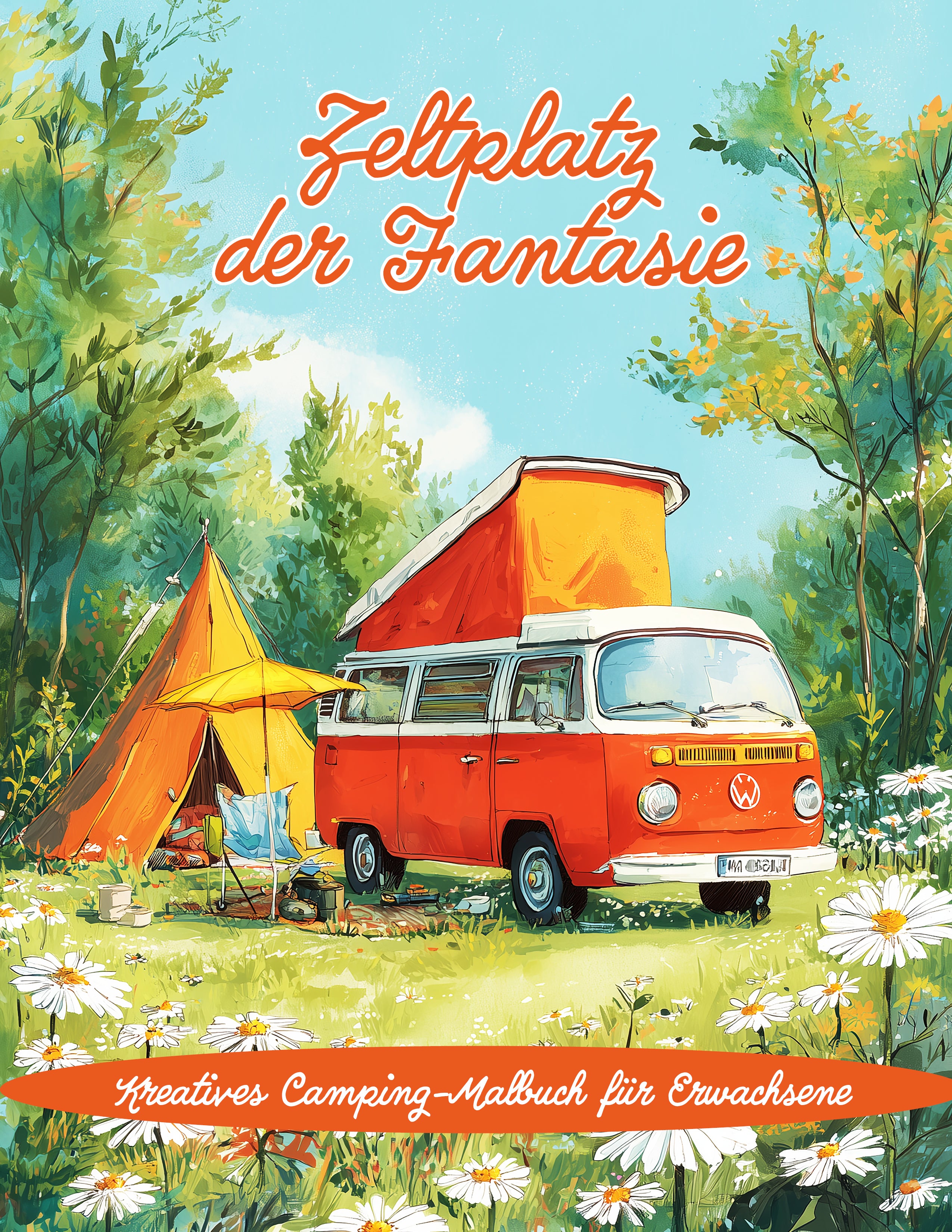 Alter Campingbulli in Orange